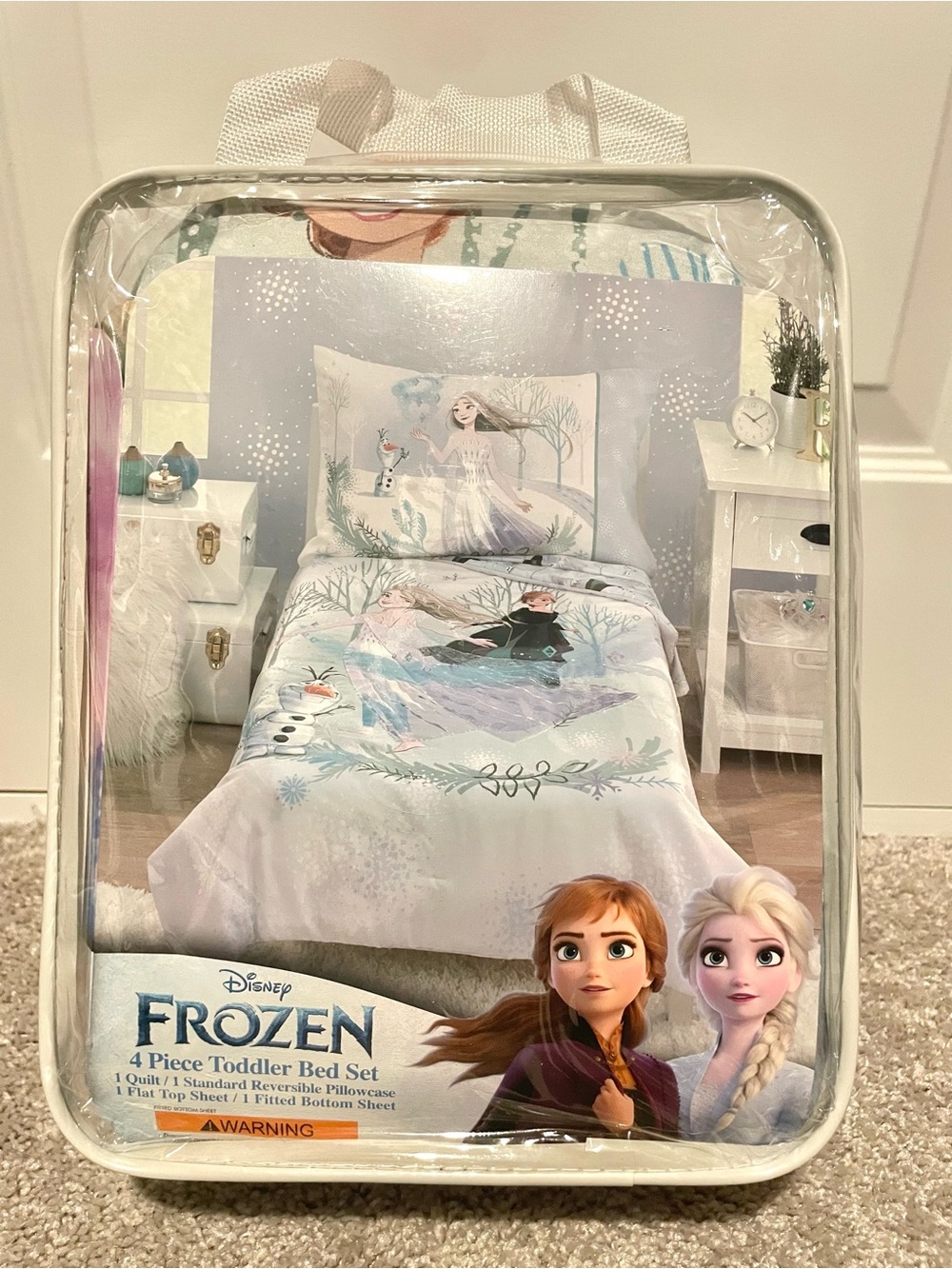 Disney's Frozen Royally Cool 4 Piece Toddler Bed Set - White, Light Blue